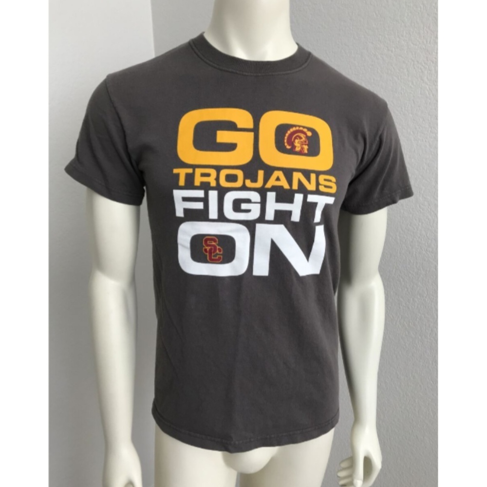 TEAM TROJAN T-Shirt Gray Tee USC Athletics Adults